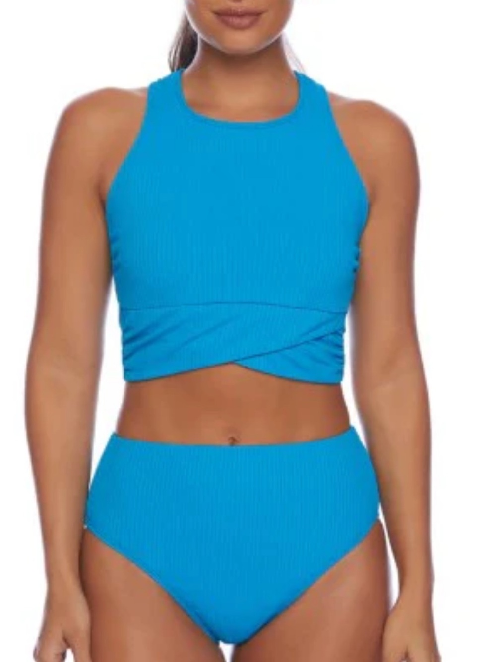 Ribbed Racerback bathing suit in Teal 2 piece